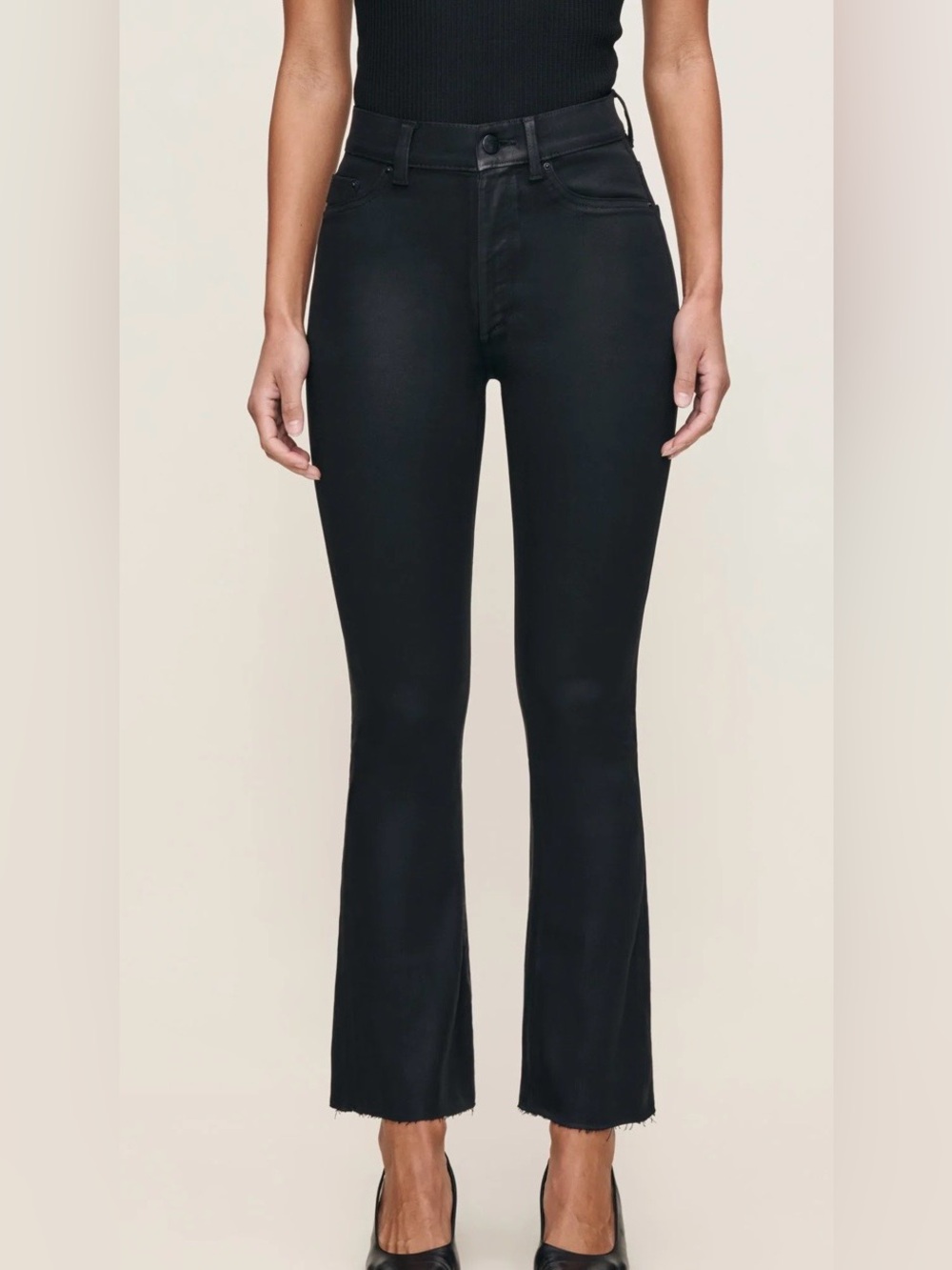 DL1961 Bridget High Rise Instasculpt Black Coated Bootcut Jeans 23